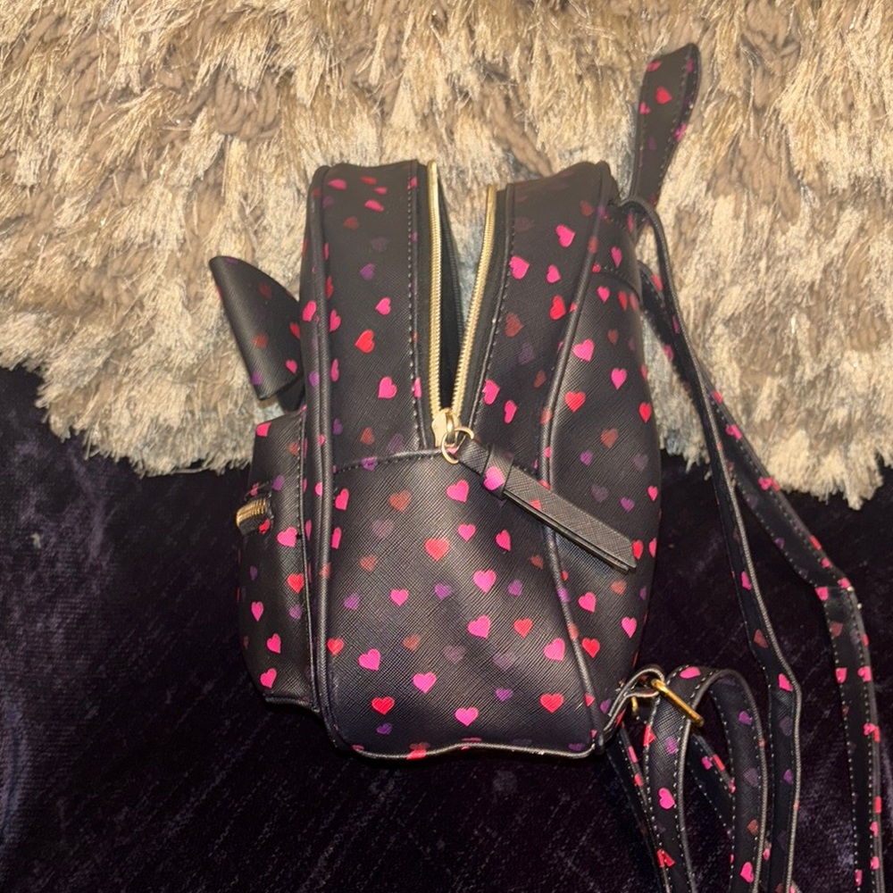 Chic Heart-Patterned Backpack With Bow - image 3